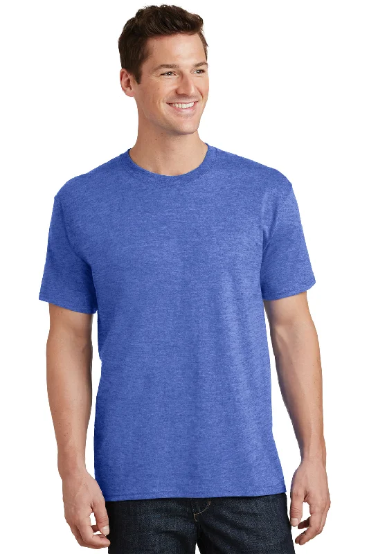 summer-ready graphic short sleeve t-shirt -Port & Company Mens Core Short Sleeve Crewneck T-Shirt - Heather Royal Blue