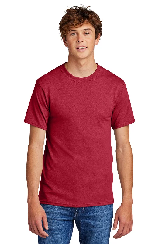 trendy short sleeve top for casual occasions -Port & Company Mens Core Short Sleeve Crewneck T-Shirt - Red