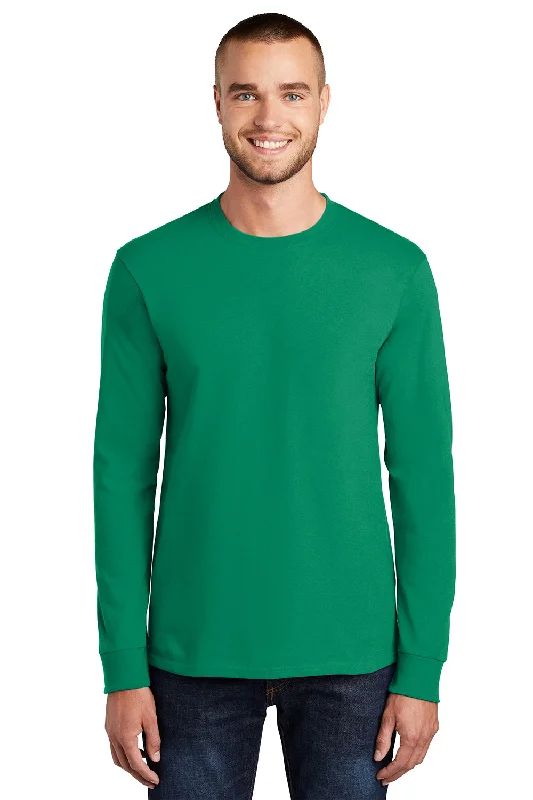 short sleeve t-shirt for light outdoor activity -Port & Company Mens Essential Long Sleeve Crewneck T-Shirt - Kelly Green