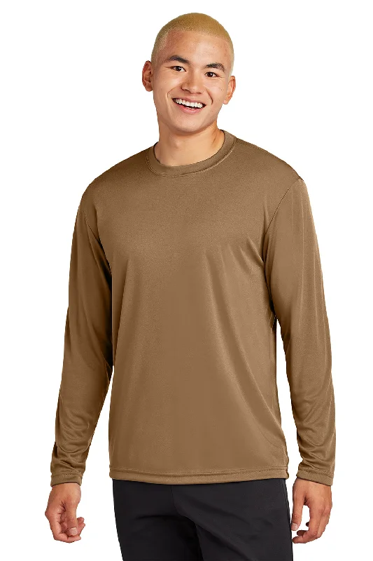 stylish men’s short sleeve polo shirt -Sport-Tek Mens Competitor Moisture Wicking Long Sleeve Crewneck T-Shirt - Woodland Brown