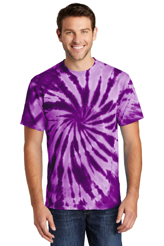 colorful short sleeve shirt for vacation -Port & Company Mens Tie-Dye Short Sleeve Crewneck T-Shirt - Purple