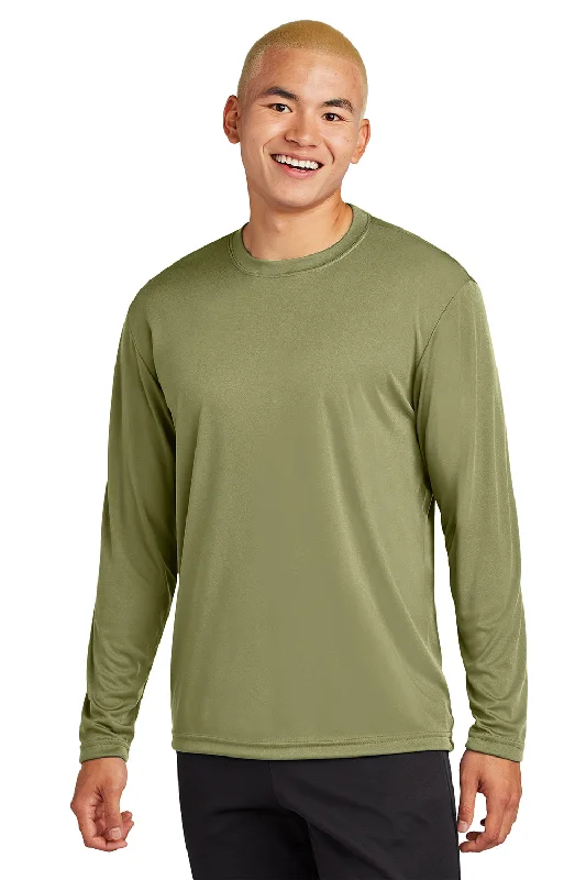 slim fit short sleeve polo shirt for men -Sport-Tek Mens Competitor Moisture Wicking Long Sleeve Crewneck T-Shirt - Olive Drab Green