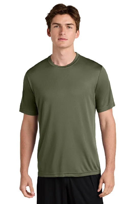 short sleeve t-shirt with retro print -Sport-Tek Mens Competitor Moisture Wicking Short Sleeve Crewneck T-Shirt - Olive Drab Green