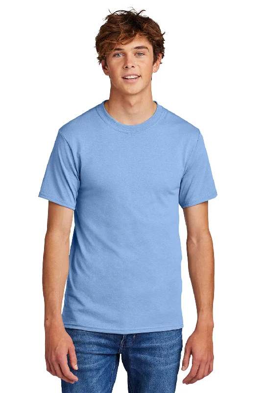 slim fit short sleeve polo shirt for men -Port & Company Mens Core Short Sleeve Crewneck T-Shirt - Light Blue