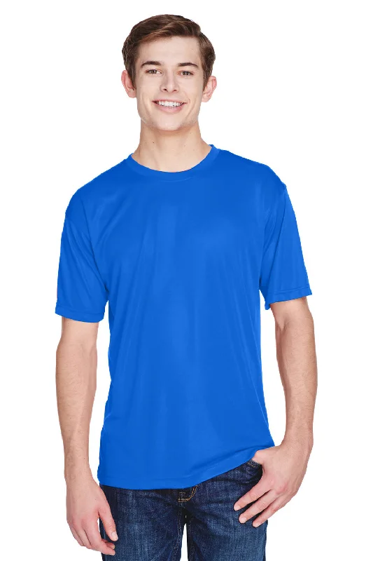 short sleeve top for summer evenings -UltraClub Mens Cool & Dry Performance Moisture Wicking Short Sleeve Crewneck T-Shirt - Royal Blue