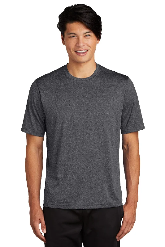 high-performance short sleeve t-shirt for sports -Sport-Tek Mens Contender Heather Moisture Wicking Short Sleeve Crewneck T-Shirt - Heather Graphite Grey