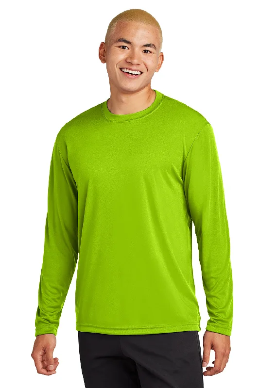 short sleeve shirt with abstract print -Sport-Tek Mens Competitor Moisture Wicking Long Sleeve Crewneck T-Shirt - Lime Shock Green