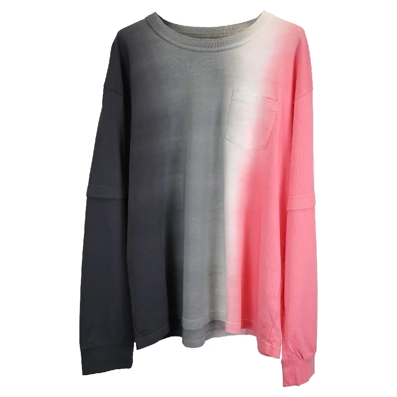 high-quality short sleeve cotton shirt -Sacai Tie-Dye Crewneck T-shirt in Pink Cotton