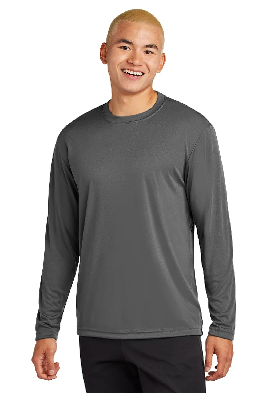 summer-ready graphic short sleeve t-shirt -Sport-Tek Mens Competitor Moisture Wicking Long Sleeve Crewneck T-Shirt - Iron Grey