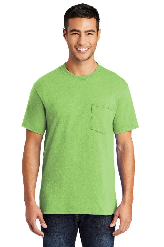 short sleeve t-shirt for casual Fridays -Port & Company Mens Core Short Sleeve Crewneck T-Shirt w/ Pocket - Lime Green