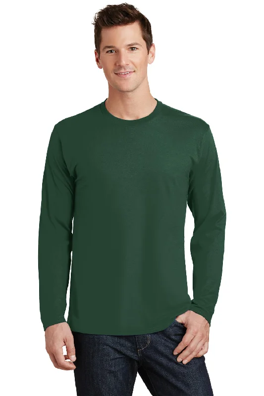 short sleeve t-shirt for chic casual looks -Port & Company Mens Fan Favorite Long Sleeve Crewneck T-Shirt - Forest Green