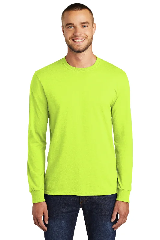 slim fit short sleeve t-shirt for outdoor sports -Port & Company Mens Core Long Sleeve Crewneck T-Shirt - Safety Green