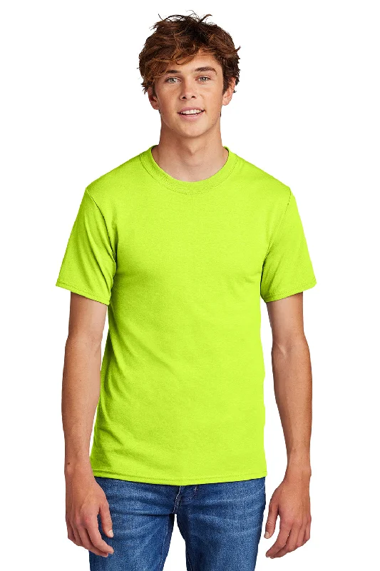 short sleeve t-shirt for light outdoor activity -Port & Company Mens Core Short Sleeve Crewneck T-Shirt - Safety Green