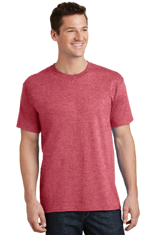 fashionable loose short sleeve shirt -Port & Company Mens Core Short Sleeve Crewneck T-Shirt - Heather Red