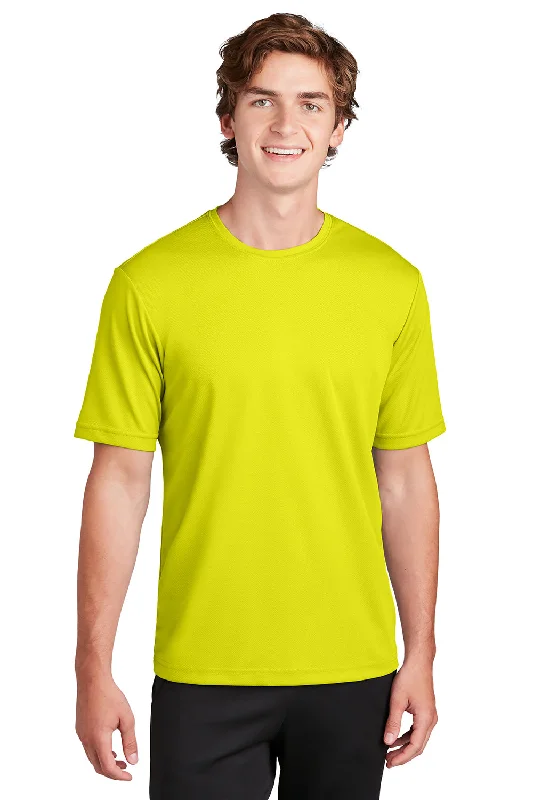 short sleeve hoodie t-shirt for women -Sport-Tek Mens RacerMesh Moisture Wicking Short Sleeve Crewneck T-Shirt - Neon Yellow