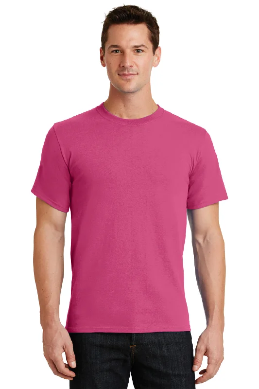 short sleeve t-shirt for casual Fridays -Port & Company Mens Essential Short Sleeve Crewneck T-Shirt - Sangria Pink