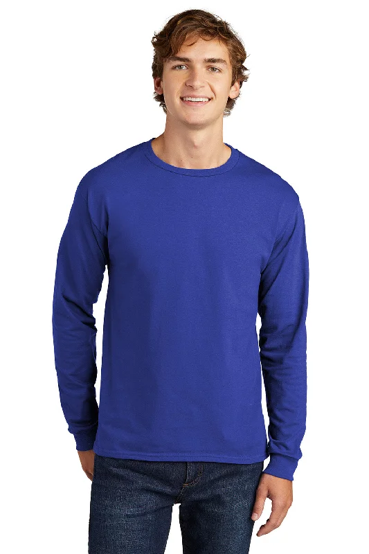 stylish short sleeve cotton t-shirt -Hanes Mens ComfortSoft Long Sleeve Crewneck T-Shirt - Deep Royal Blue