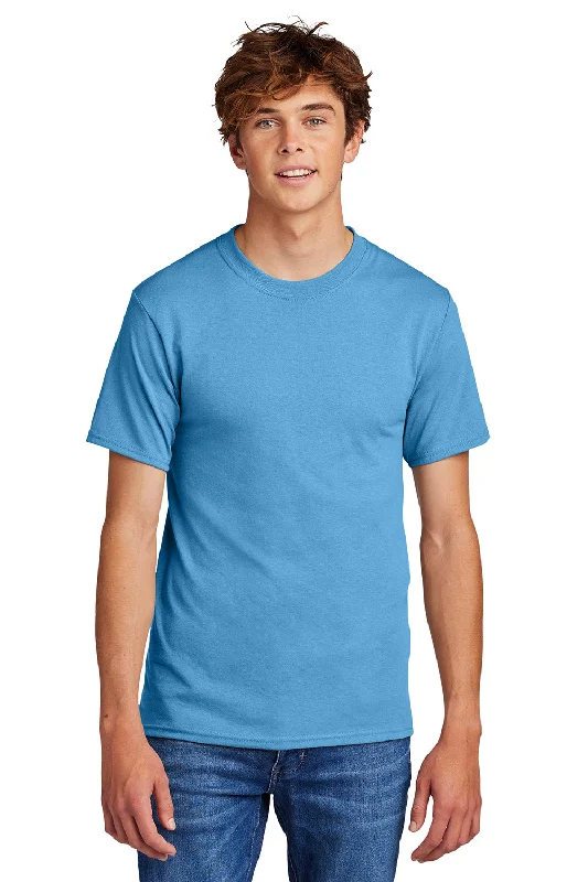 trendy short sleeve top for casual occasions -Port & Company Mens Core Short Sleeve Crewneck T-Shirt - Aquatic Blue