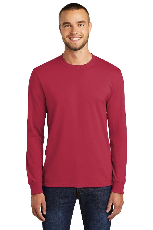 soft cotton short sleeve t-shirt for everyday wear -Port & Company Mens Core Long Sleeve Crewneck T-Shirt - Red