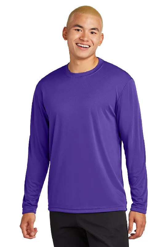 soft cotton short sleeve t-shirt for everyday wear -Sport-Tek Mens Competitor Moisture Wicking Long Sleeve Crewneck T-Shirt - Purple