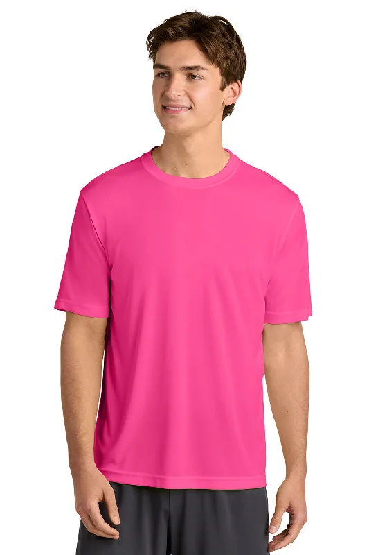 comfortable short sleeve t-shirt for lounging -Sport-Tek Mens Competitor Moisture Wicking Short Sleeve Crewneck T-Shirt - Neon Pink