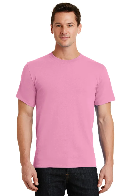 short sleeve tie-dye t-shirt -Port & Company Mens Essential Short Sleeve Crewneck T-Shirt - Candy Pink