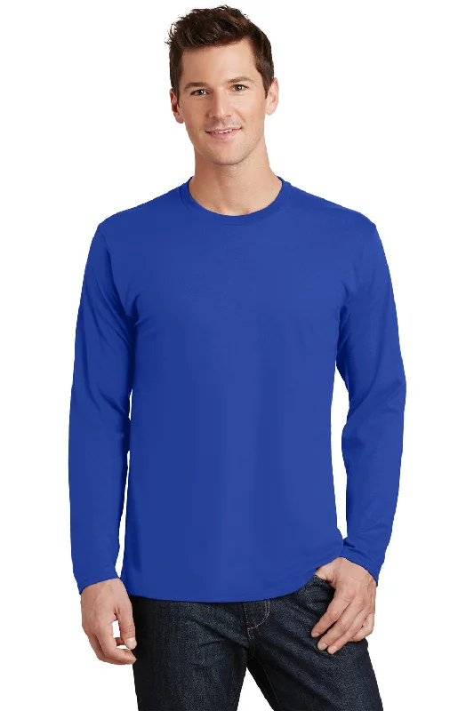 casual short sleeve shirt for activewear -Port & Company Mens Fan Favorite Long Sleeve Crewneck T-Shirt - True Royal Blue