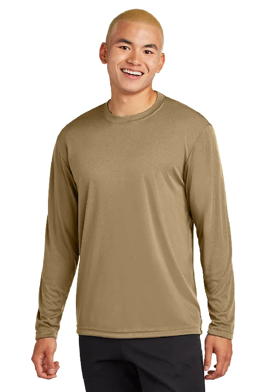 stylish short sleeve t-shirt for hot days -Sport-Tek Mens Competitor Moisture Wicking Long Sleeve Crewneck T-Shirt - Coyote Brown