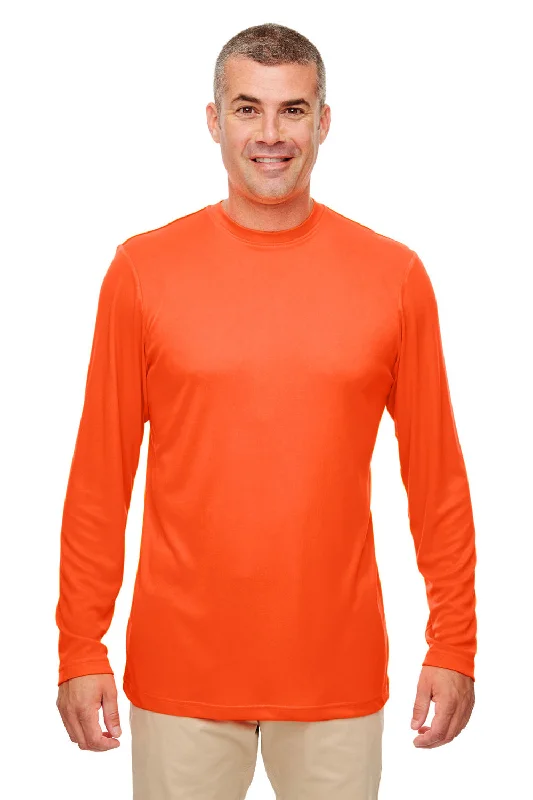 short sleeve shirt for the gym and workout -UltraClub Mens Cool & Dry Performance Moisture Wicking Long Sleeve Crewneck T-Shirt - Bright Orange