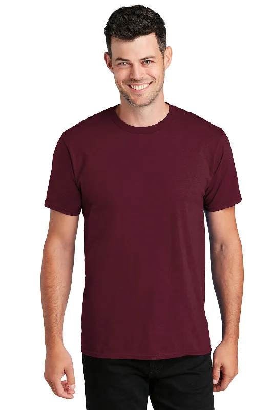 casual short sleeve shirt for laid-back style -Port & Company Mens Fan Favorite Short Sleeve Crewneck T-Shirt - Athletic Maroon