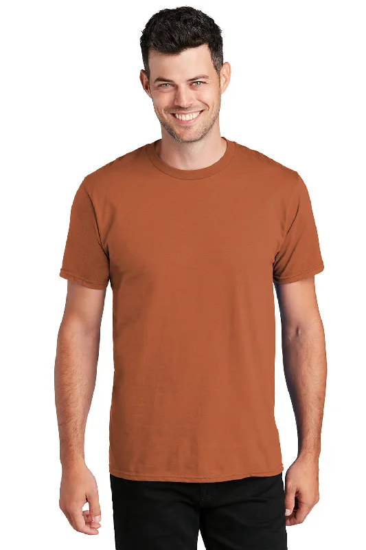 short sleeve graphic t-shirt for casual style -Port & Company Mens Fan Favorite Short Sleeve Crewneck T-Shirt - Texas Orange