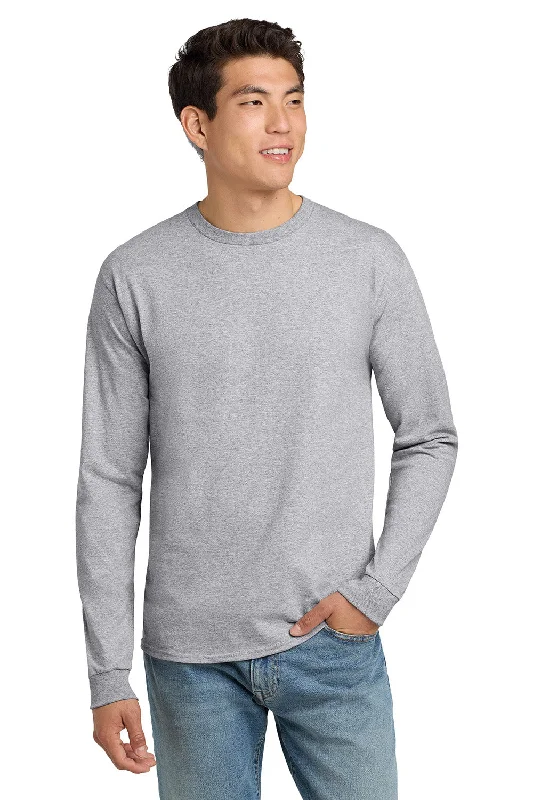 short sleeve t-shirt for chic casual looks -Hanes Mens ComfortSoft Long Sleeve Crewneck T-Shirt - Light Steel Grey