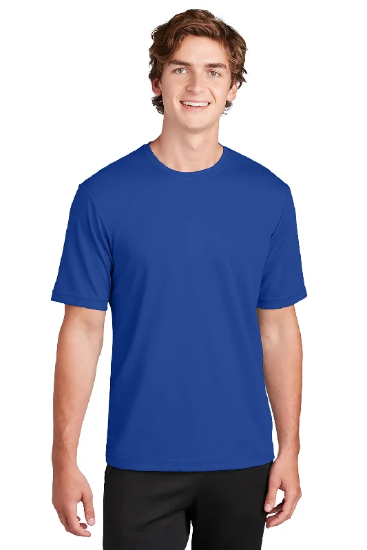 stylish short sleeve t-shirt with slogans -Sport-Tek Mens RacerMesh Moisture Wicking Short Sleeve Crewneck T-Shirt - True Royal Blue