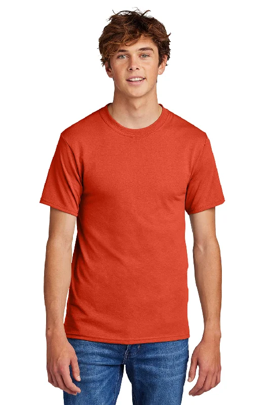 casual graphic short sleeve shirt for men -Port & Company Mens Core Short Sleeve Crewneck T-Shirt - Orange