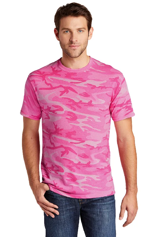 fashionable short sleeve shirt for everyday wear -Port & Company Mens Core Short Sleeve Crewneck T-Shirt - Pink Camo