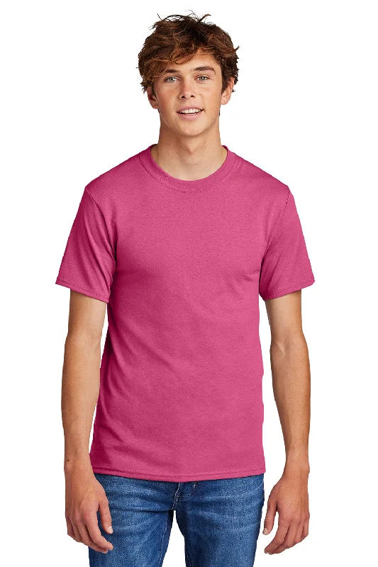 short sleeve top for summer evenings -Port & Company Mens Core Short Sleeve Crewneck T-Shirt - Sangria Pink