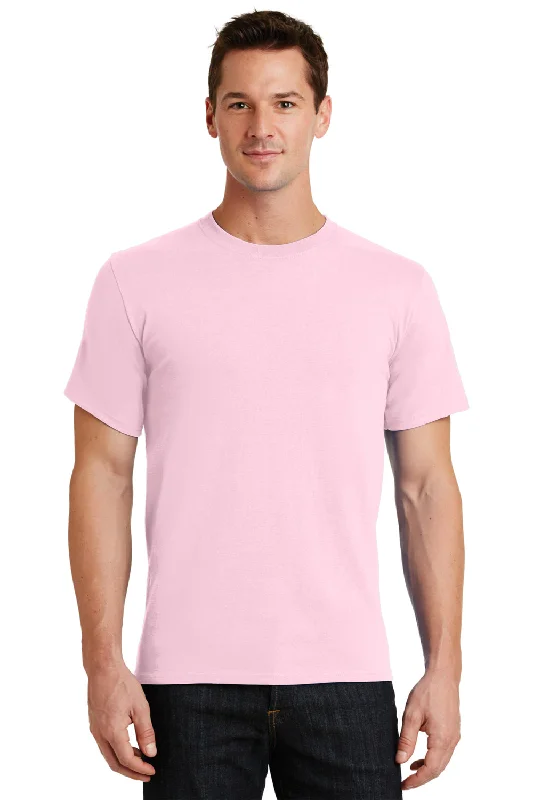 summer short sleeve t-shirt for running -Port & Company Mens Essential Short Sleeve Crewneck T-Shirt - Pale Pink