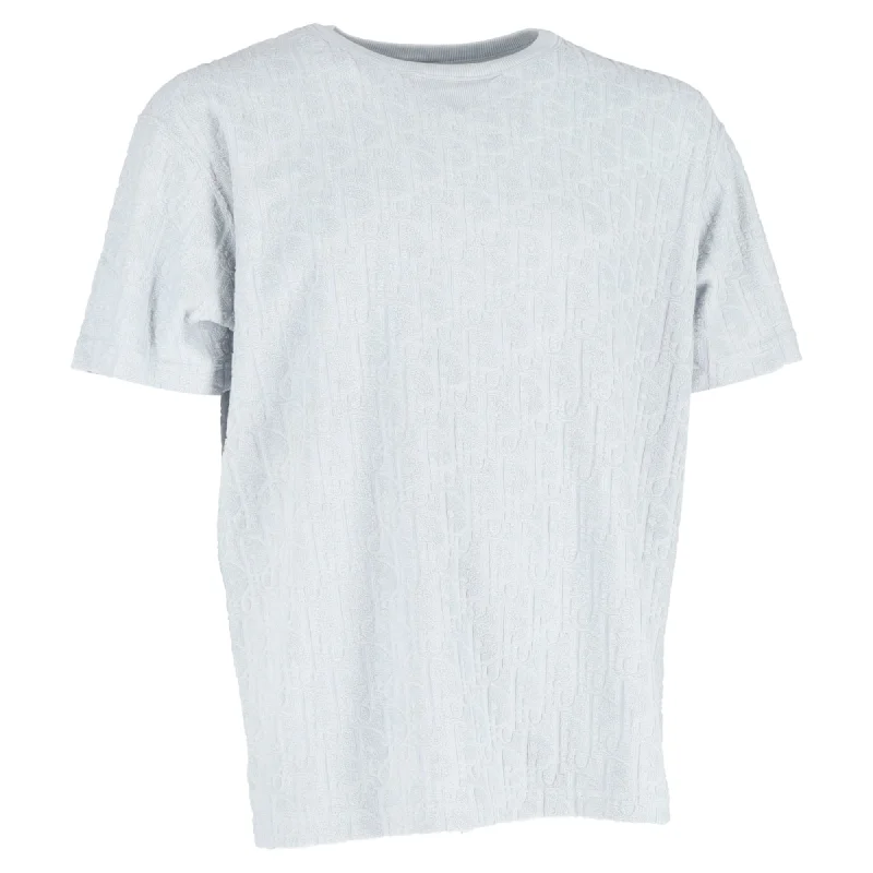 fashionable loose short sleeve shirt -Dior Oblique Crewneck T-Shirt in Grey Cotton