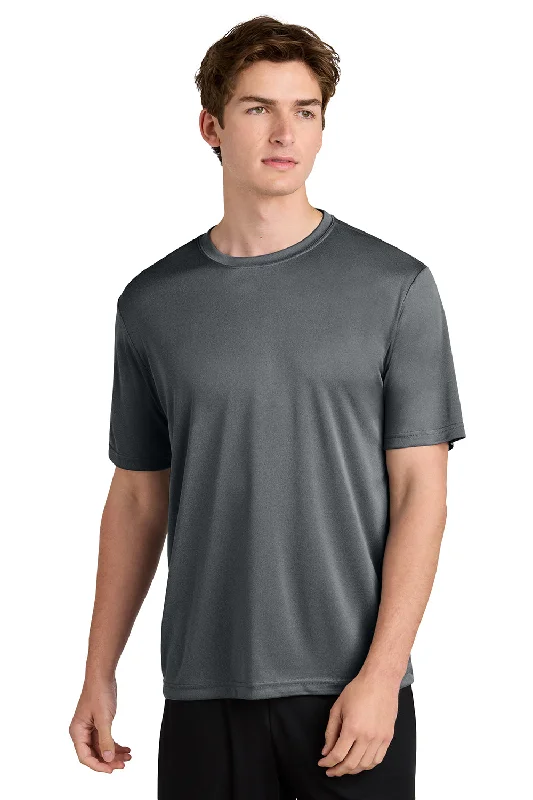 short sleeve t-shirt with modern graphics -Sport-Tek Mens Competitor Moisture Wicking Short Sleeve Crewneck T-Shirt - Heather Iron Grey