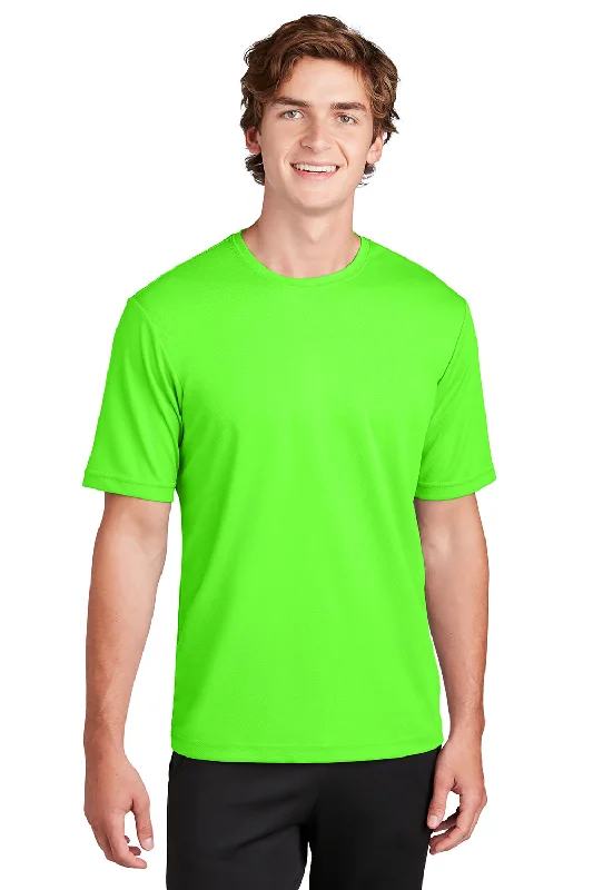 summer short sleeve shirt for daily wear -Sport-Tek Mens RacerMesh Moisture Wicking Short Sleeve Crewneck T-Shirt - Neon Green