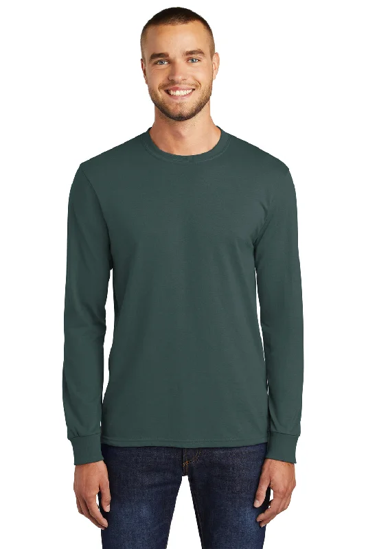 short sleeve tie-dye t-shirt -Port & Company Mens Core Long Sleeve Crewneck T-Shirt - Dark Green