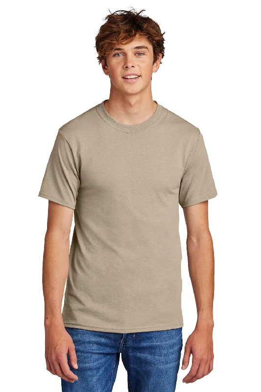 short sleeve t-shirt with bold graphics -Port & Company Mens Core Short Sleeve Crewneck T-Shirt - Desert Sand