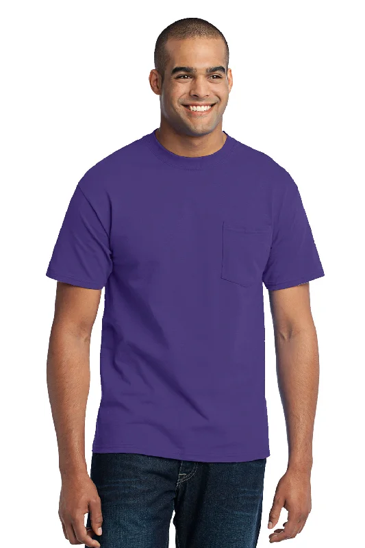 summer short sleeve t-shirt for women -Port & Company Mens Core Short Sleeve Crewneck T-Shirt w/ Pocket - Purple - Closeout