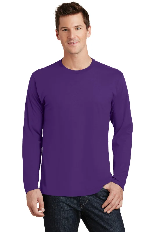 plus size short sleeve t-shirt for women -Port & Company Mens Fan Favorite Long Sleeve Crewneck T-Shirt - Team Purple