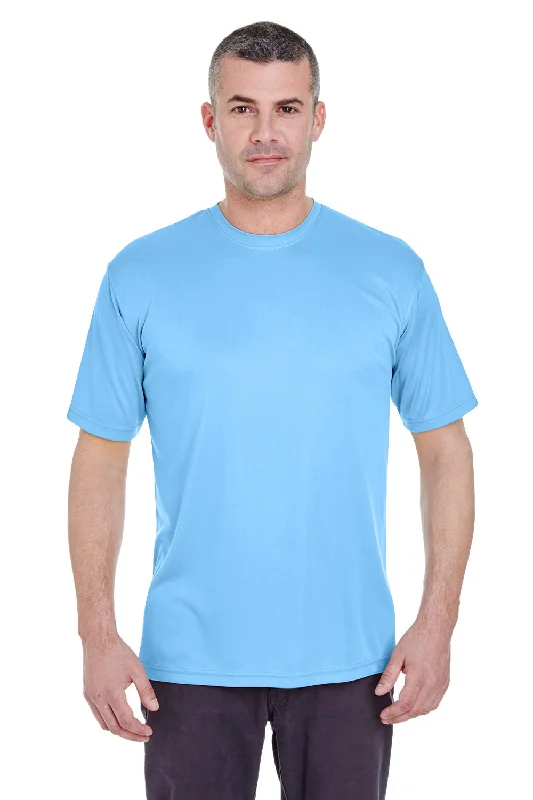 summer short sleeve shirt for daily wear -UltraClub Mens Cool & Dry Performance Moisture Wicking Short Sleeve Crewneck T-Shirt - Columbia Blue