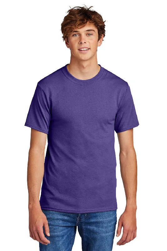 stylish short sleeve t-shirt with slogans -Port & Company Mens Core Short Sleeve Crewneck T-Shirt - Purple