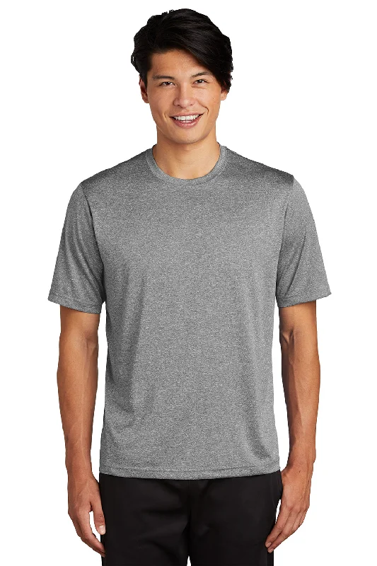 comfortable short sleeve t-shirt for lounging -Sport-Tek Mens Contender Heather Moisture Wicking Short Sleeve Crewneck T-Shirt - Heather Vintage Grey