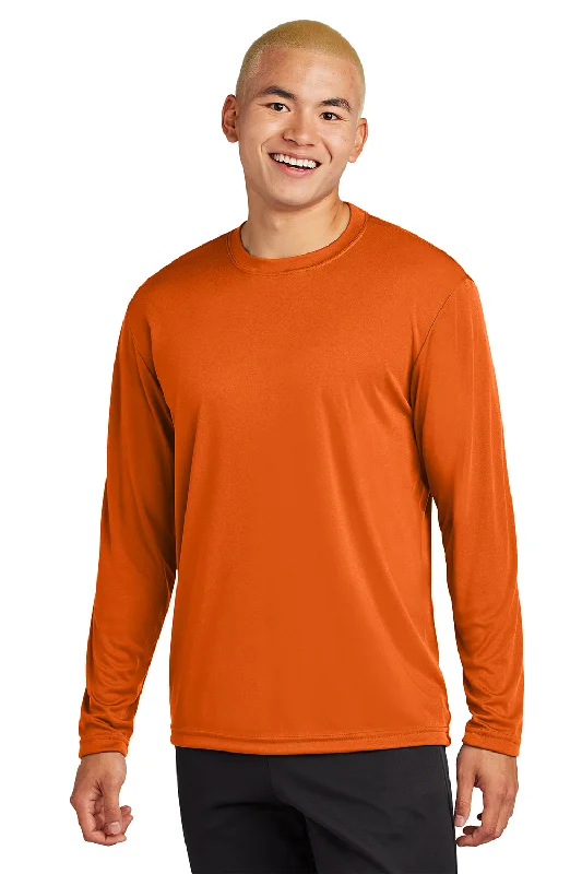 printed short sleeve polo for men -Sport-Tek Mens Competitor Moisture Wicking Long Sleeve Crewneck T-Shirt - Deep Orange