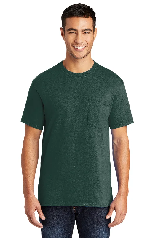 high-quality cotton short sleeve t-shirt -Port & Company Mens Core Short Sleeve Crewneck T-Shirt w/ Pocket - Dark Green