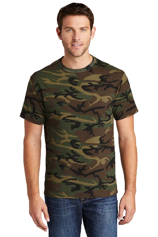 sporty short sleeve t-shirt with designs -Port & Company Mens Core Short Sleeve Crewneck T-Shirt - Military Camo